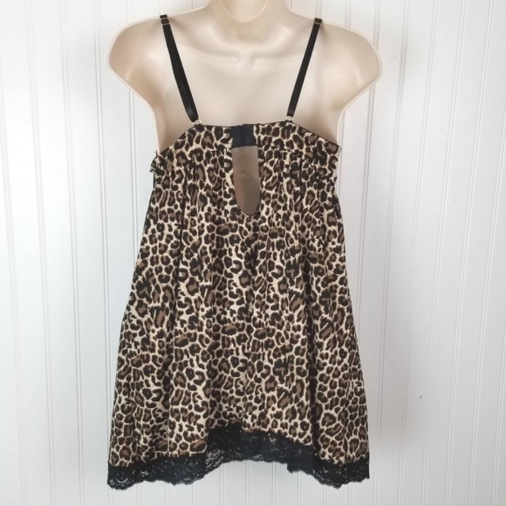 Carrie Amber Y2K Leopard Babydoll Underwire Padded Bra Intimates Lace Cheetah L - Picture 6 of 11